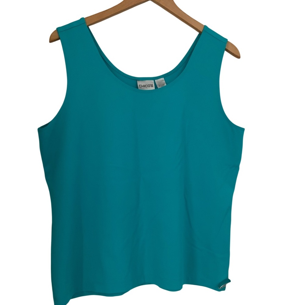 Chicos Blue Tank Top Knit Stretchy Size 3 Or US 16 Nylon Blend